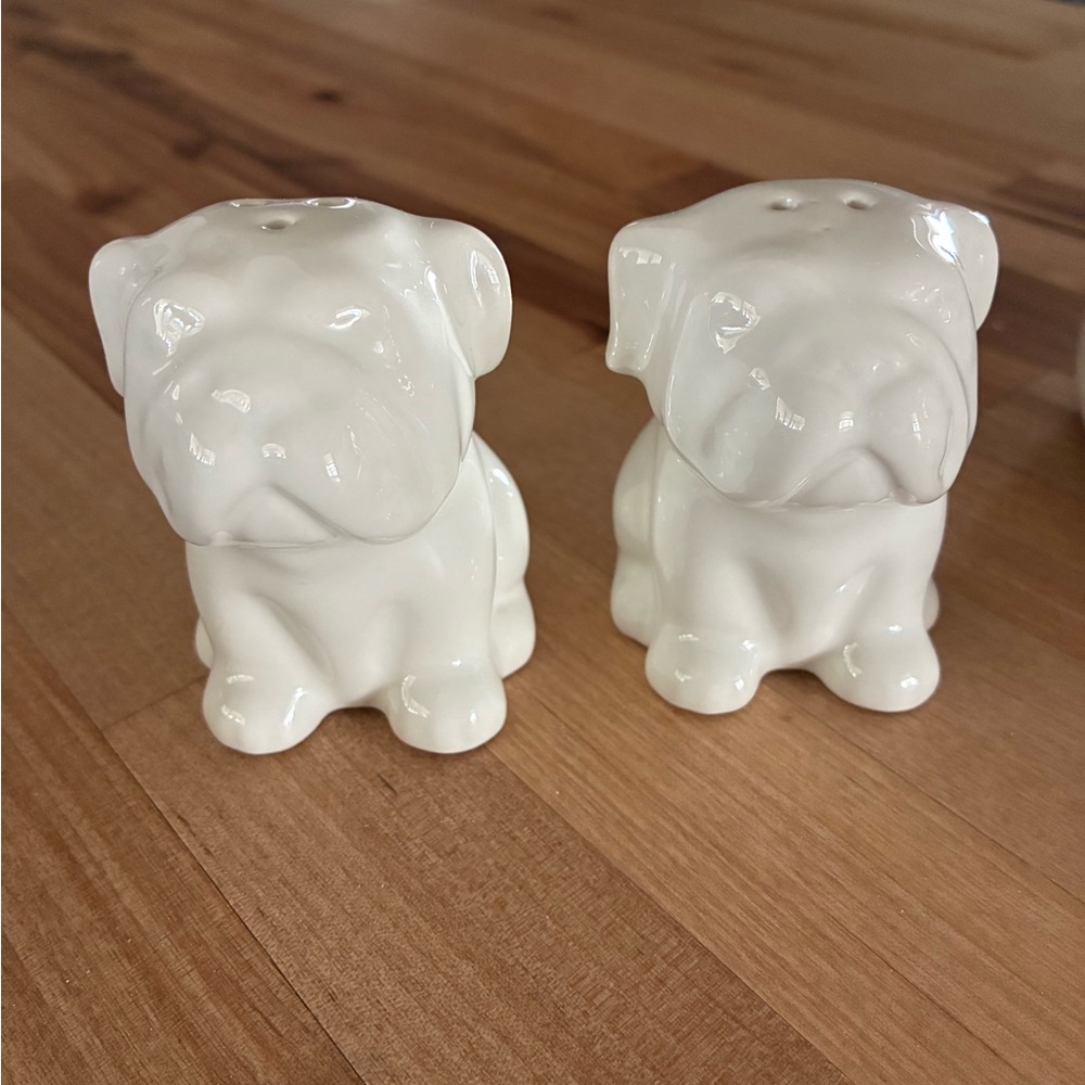 Threshold Stoneware White English Bulldog Cookie Jar Treat Jar with S&P Kitchen - Picture 2 of 8